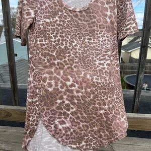 Maurices Pink Asymmetrical Short Sleeve Tee